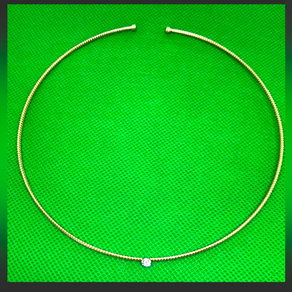 Tous Gold Tone Collar Necklace with Clear Stone